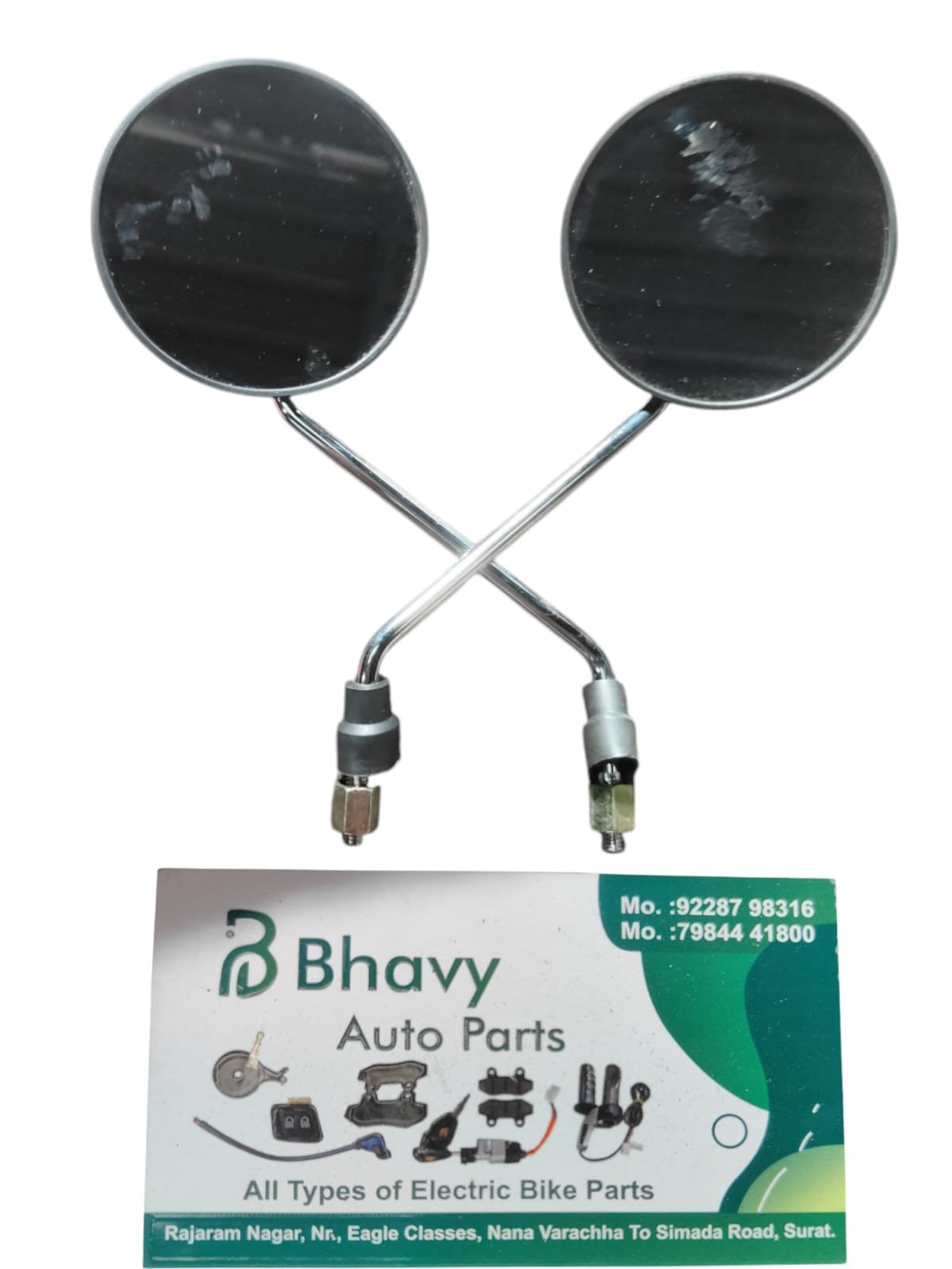 Chrome Round Rear-View Mirror Set for Electric Scooters